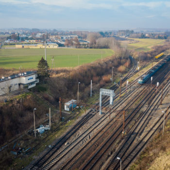 Zdjęcie: widok z powietrza na stację kolejową Toszek Północ
