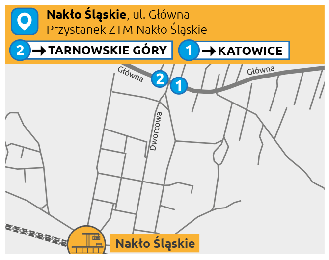 Mapka informuje o komunikacji zastępczej w Nakle Śląskim