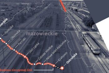 Zdjęcie z mapą od Chorzeli do Ostrołęki.