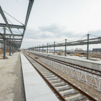 Zdjęcie: widok na aktualny postęp prac na stacji w Pyrzowicach.