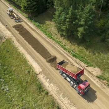 Zdjęcie: widok na prace budowlane na szlaku Woszczele - Stare Juchy.