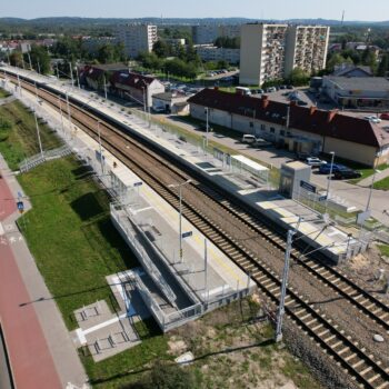 Zdjęcie: Stacja Chrzanów Śródmieście z lotu ptaka.