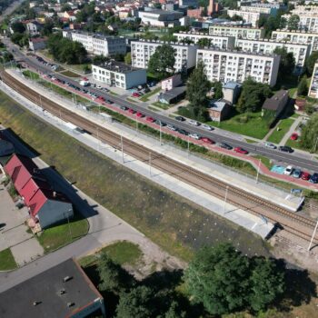 Zdjęcie: Stacja Chrzanów Śródmieście z lotu ptaka.